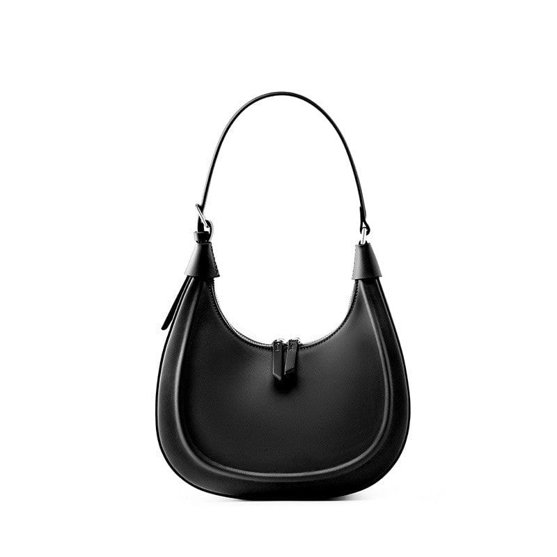 Women's Black Genuine Leather Hobo handbag for work | Party | Travel