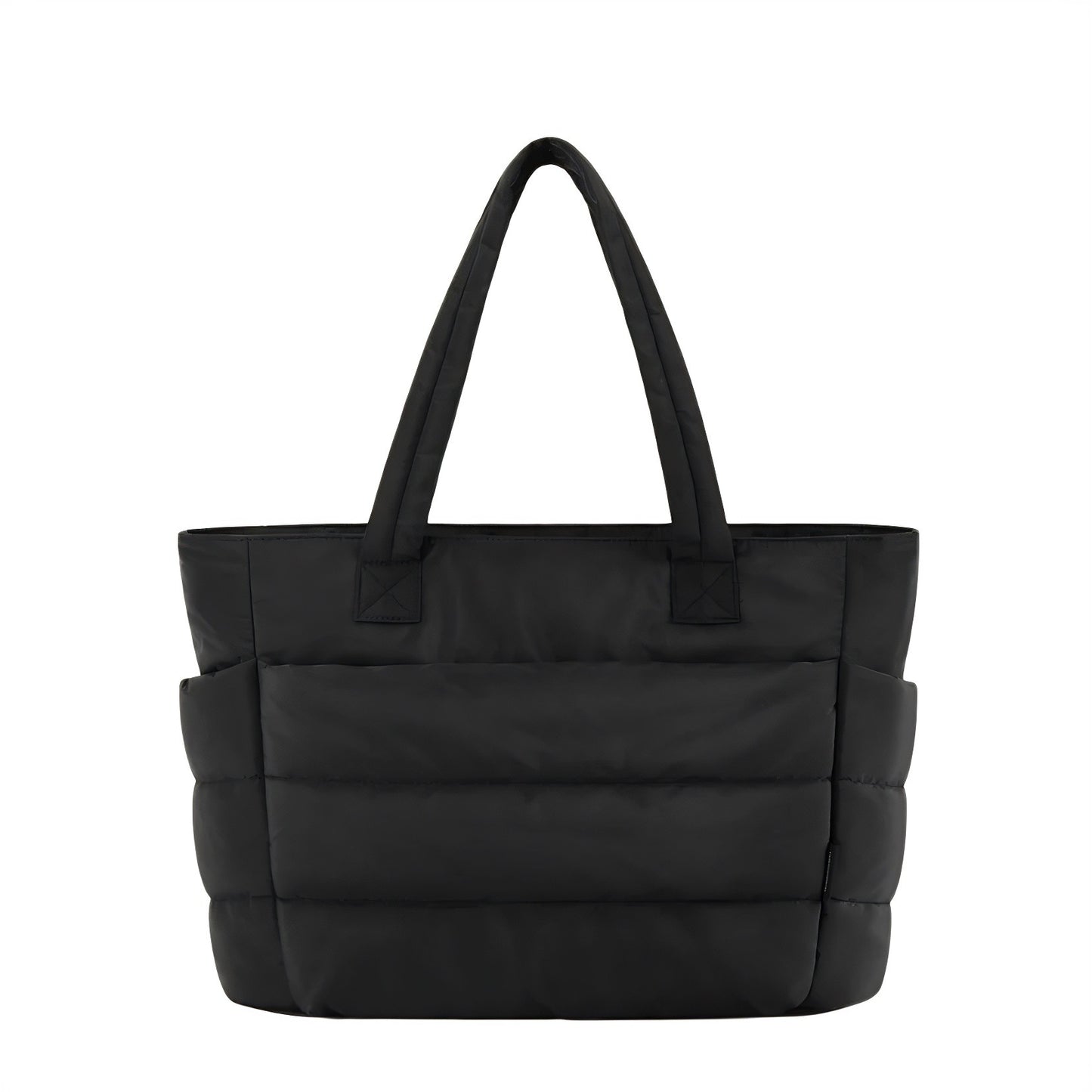 The black puffer fluffy tote bag is big and cute.