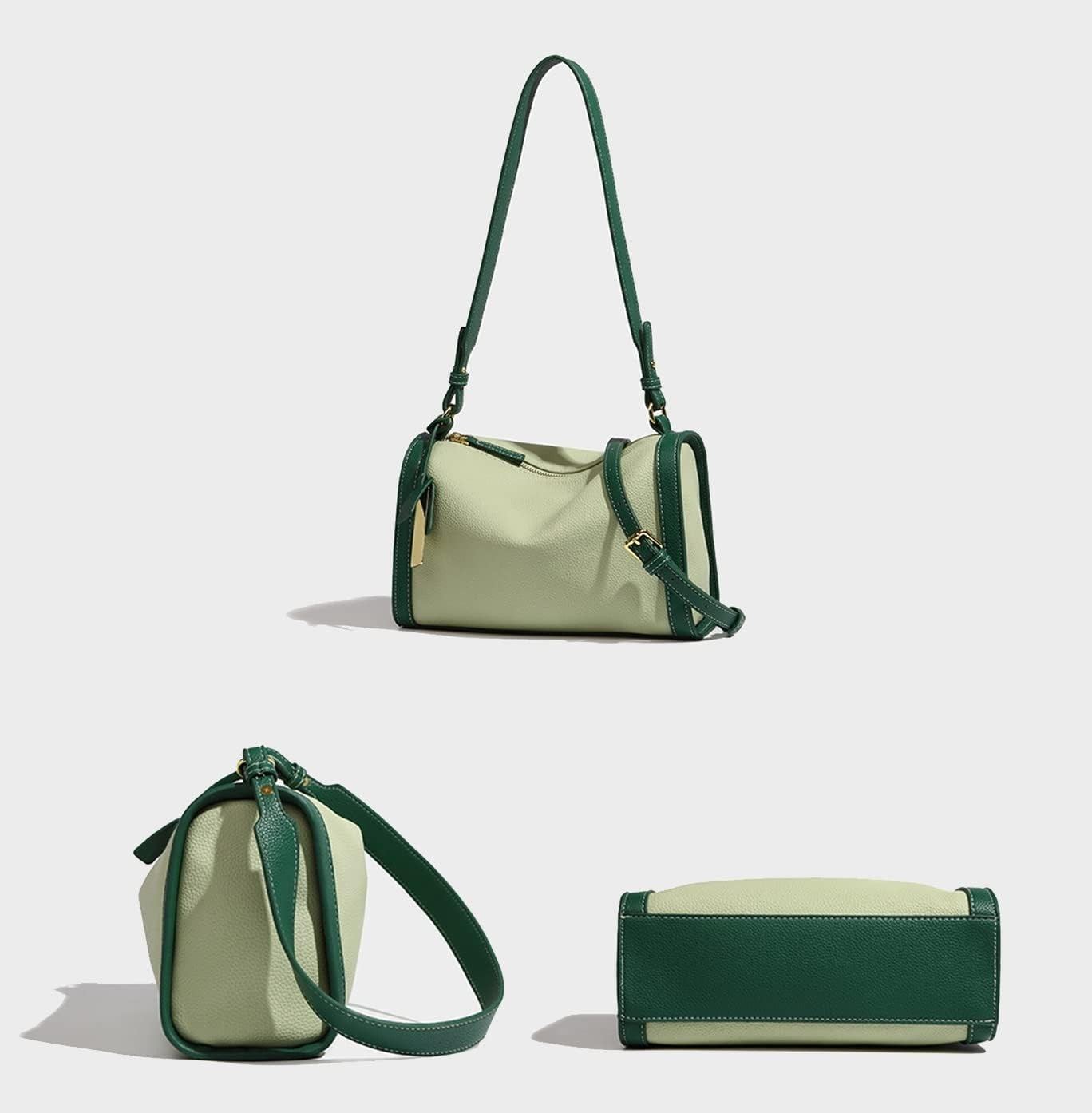 This is the full display of the mint green boston shoulder bag.