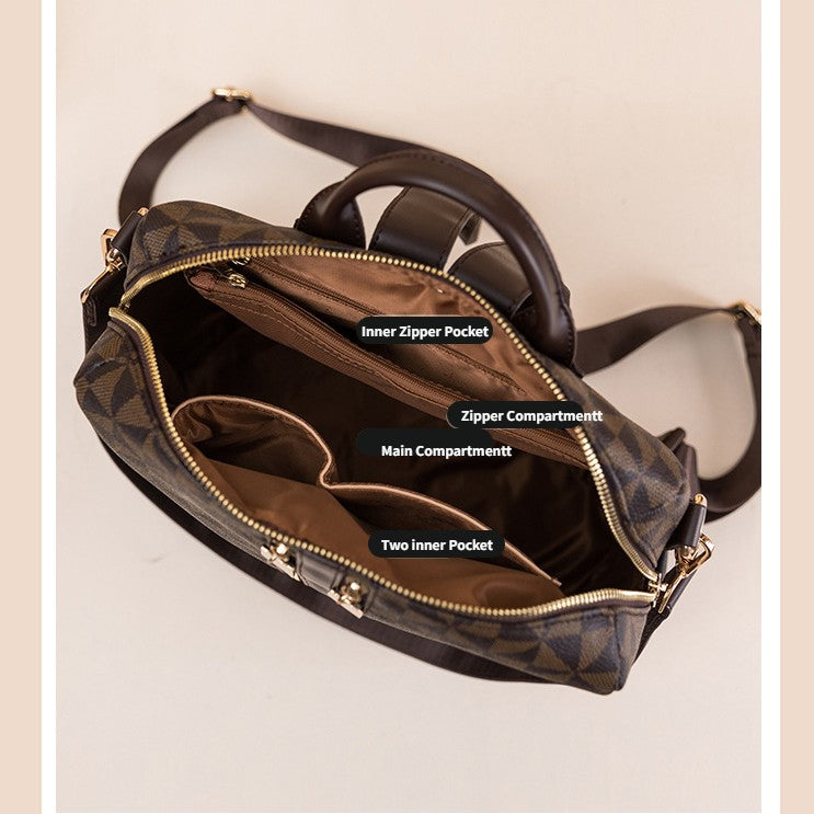 There are lots of pockets for easy organization in the women's convertible laptop backpack.