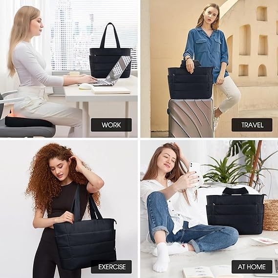 This puffer tote bag is functional, suitable for travel, work, exercise and shopping.
