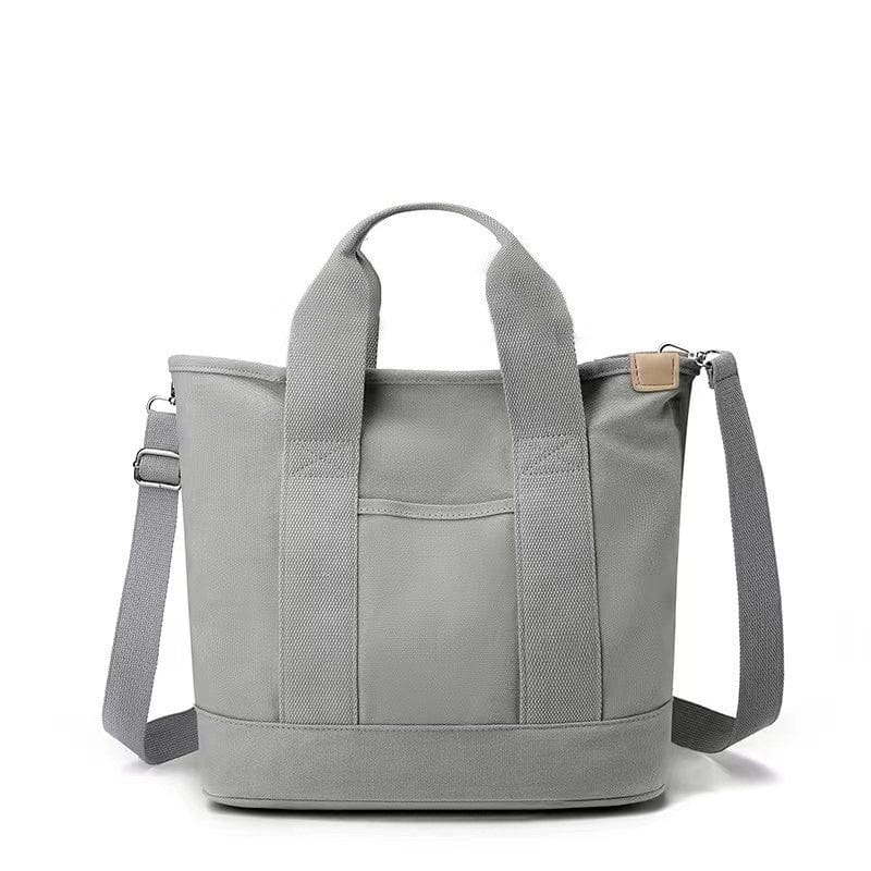 The mini small grey zip tote bag for ladies is ideal for travel, work, beach and school.