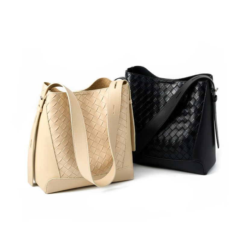 The sling crossbody woven hobo bucket bag has beige, white and black colors, suitable as a gift for Valentine's Day, Mother's Day etc.