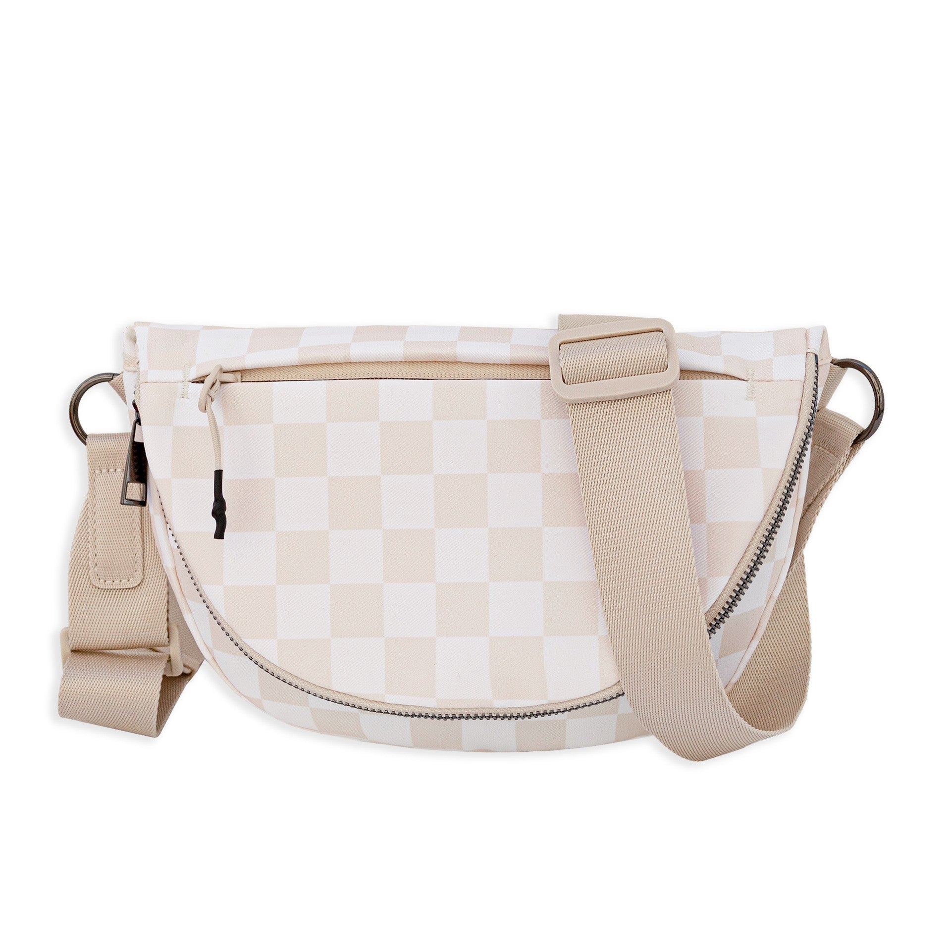 Belluova cool beige checkered sling crossbody hobo bag for women