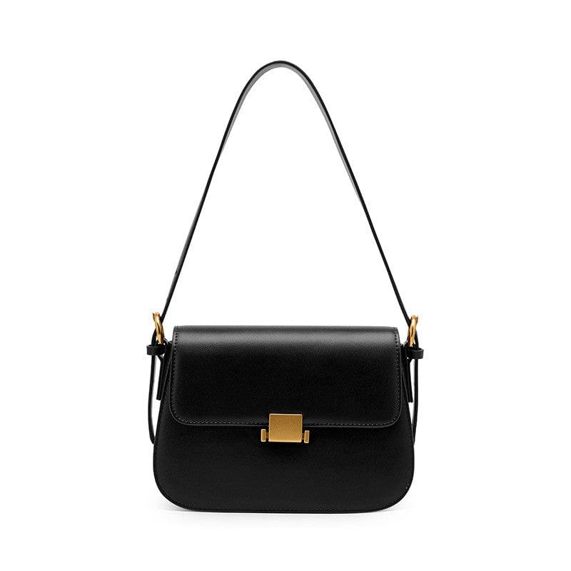 This square bag, designed in black minimalist style, is versatile and has a replacement crossbody sling strap.
