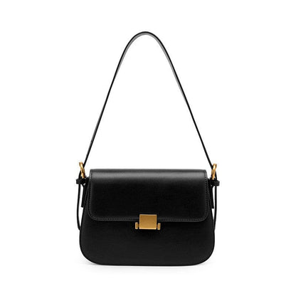 This square bag, designed in black minimalist style, is versatile and has a replacement crossbody sling strap.