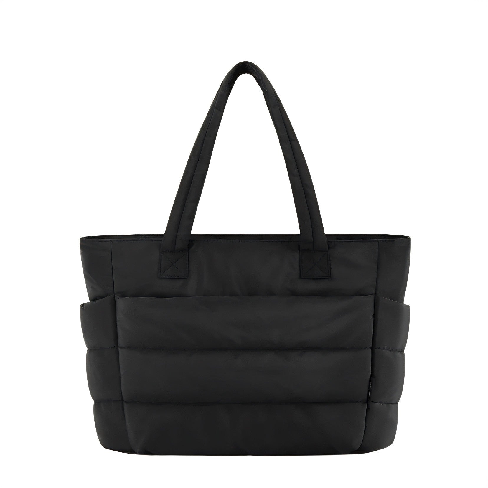 The black puffer fluffy tote bag is big and cute.