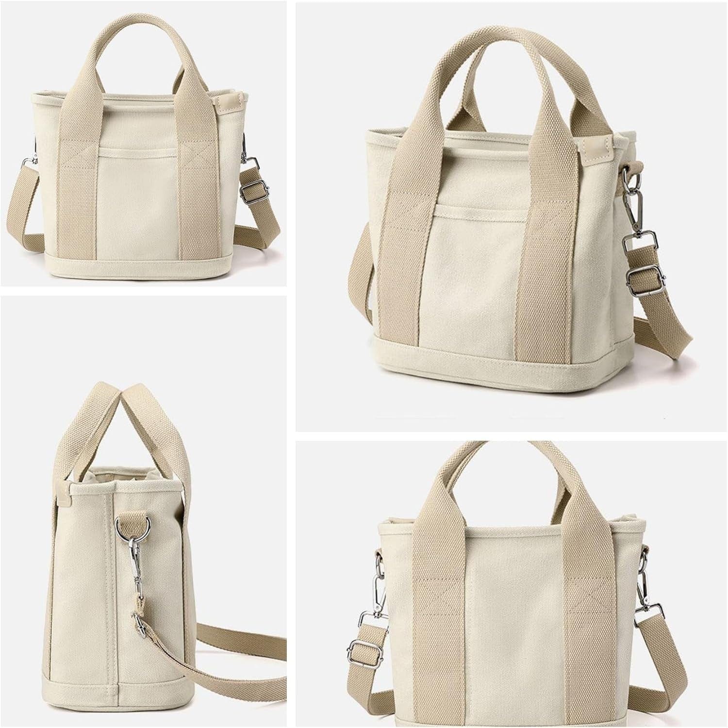 The small canvas tote bag is well made and has an extra crossbody strap