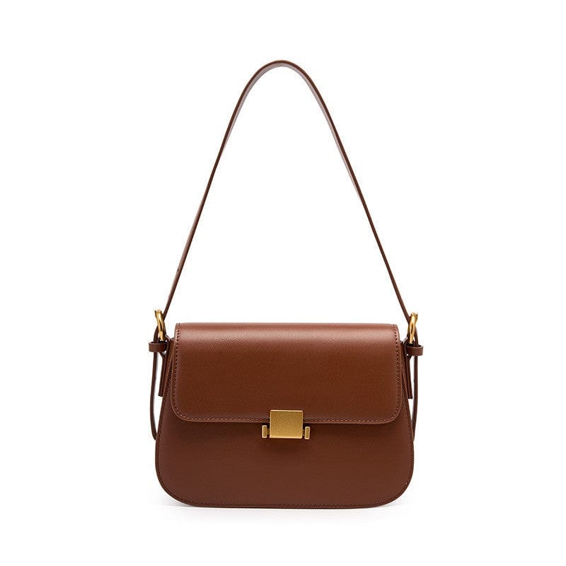 The minimalist brown shoulder bag for ladies is the best choice for work
