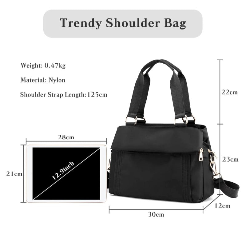 The dimensions of the top handle shoulder tote bag are 30cm×12cm×23cm (length×width×height), and the height of the handle is 22cm.