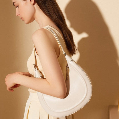 White Genuine Leather Crossbody Hobo Bags for Women