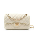 White genuine leather underarm shoulder bag is adjustable, with gold hardware