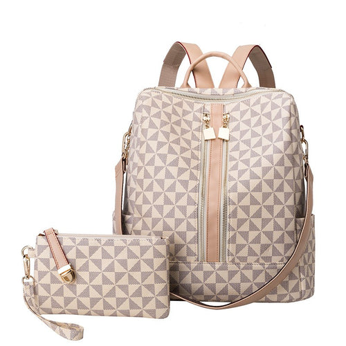 The best PU leather beige convertible laptop backpack for 14 in laptop for women