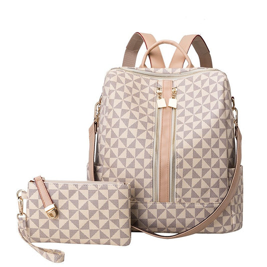 The best PU leather beige convertible laptop backpack for 14 in laptop for women