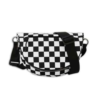 belluova black checkered mini sling crossbody bag peak design for women