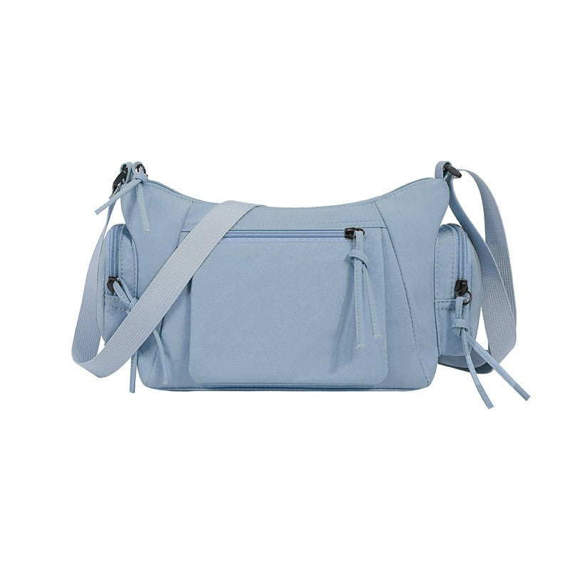 This is the display of belluova blue crossbody shoulder bag, it is lightweight, sturdy, versatile and waterproof.