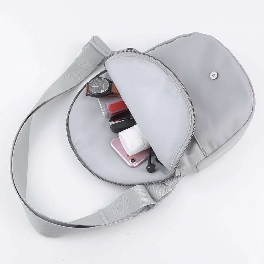 the belluova light grey sling bag is foldable, spacious