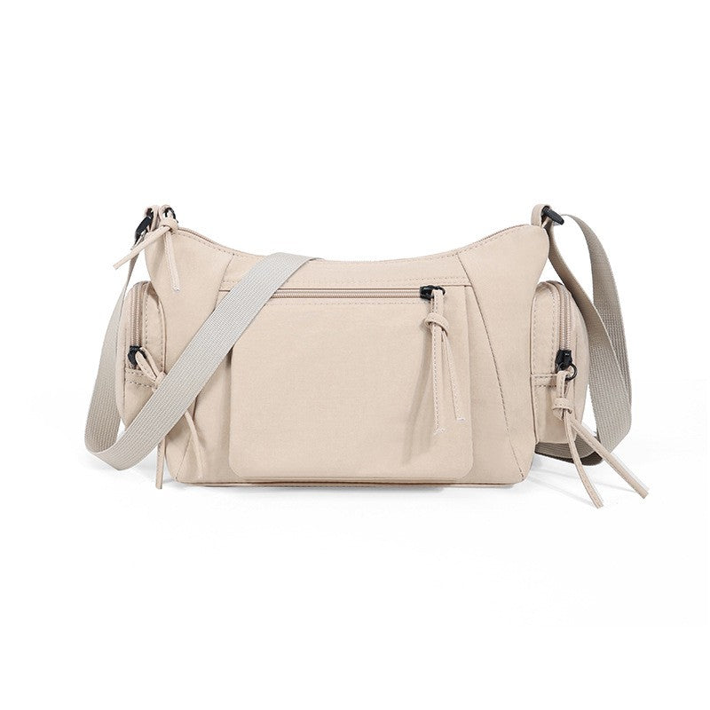 This is the display of belluova khaki crossbody shoulder bag, it is lightweight, sturdy, versatile and waterproof.
