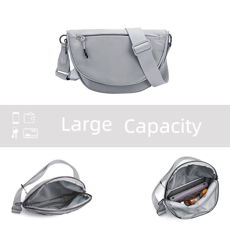 The belluova sling crossbody bag has a large capacity and can hold a phone, wallet, and makeup.