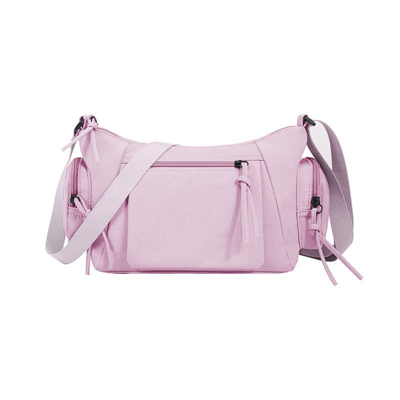 This is the display of belluova pink crossbody shoulder bag, it is lightweight, sturdy, versatile and waterproof.
