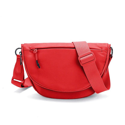 The belluova mini red sling crossbody hobo bag  for women is made of waterproof nylon material