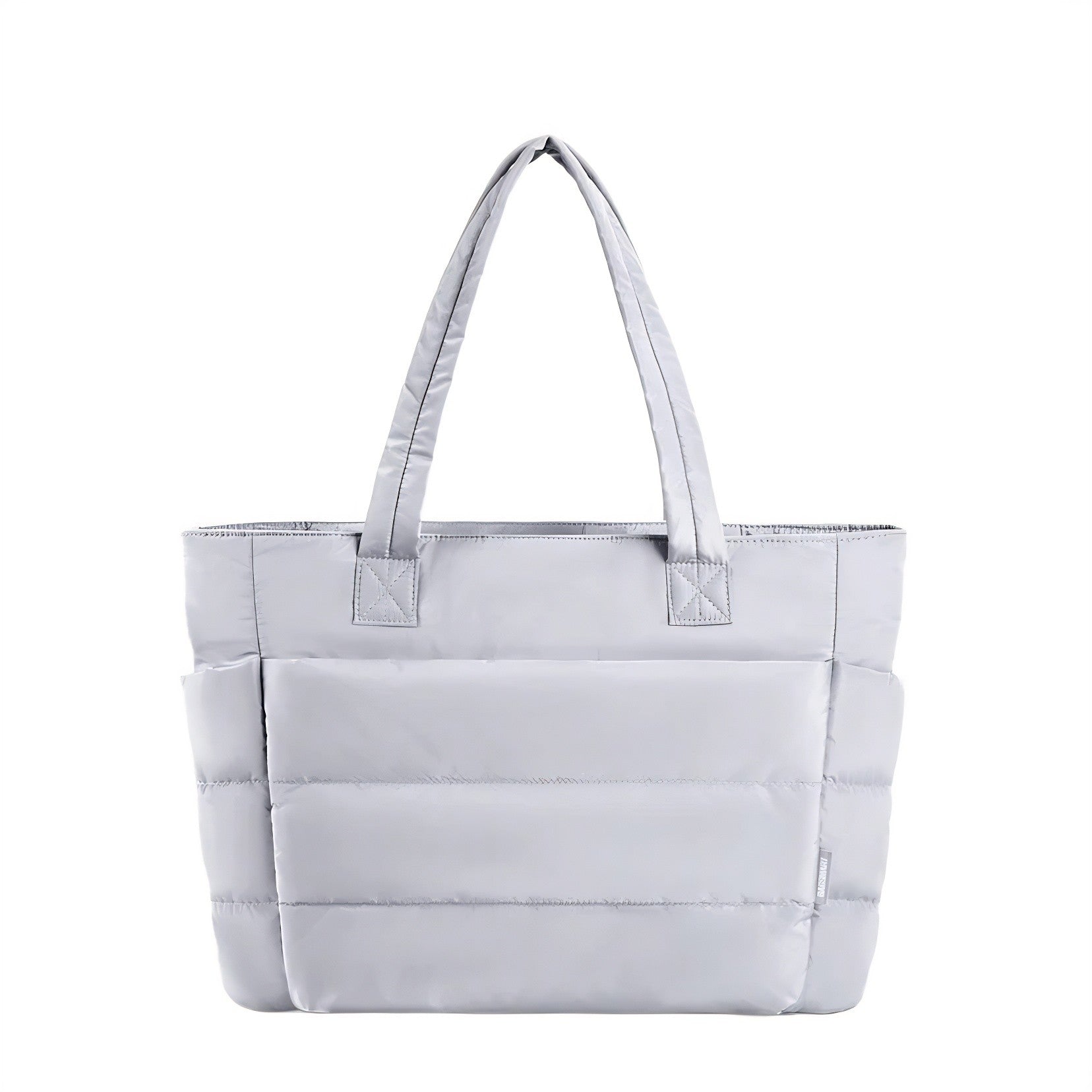 This women grey puffer tote bag is suitable for travel