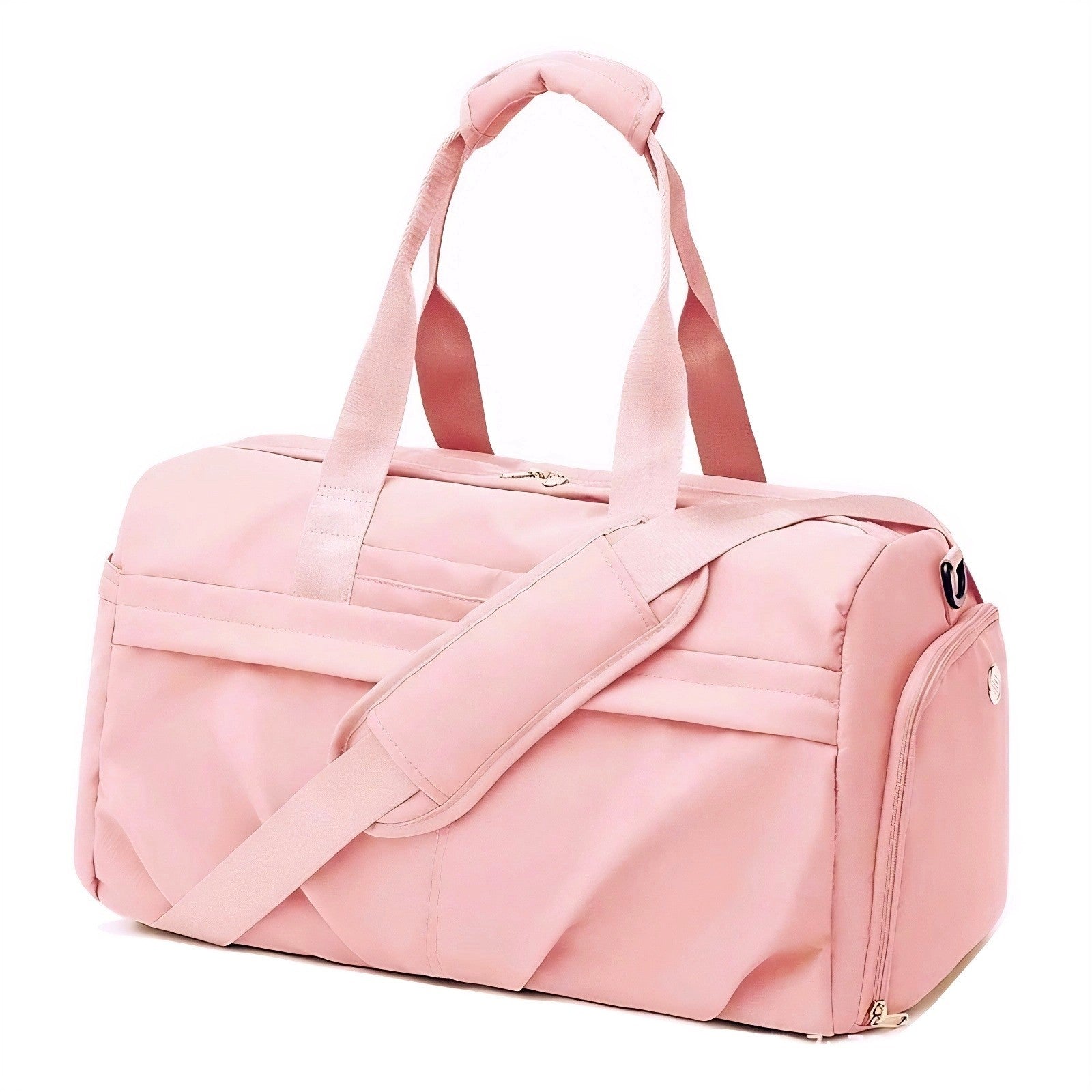 pink large duffle weekend bag with shoe pocket for womens