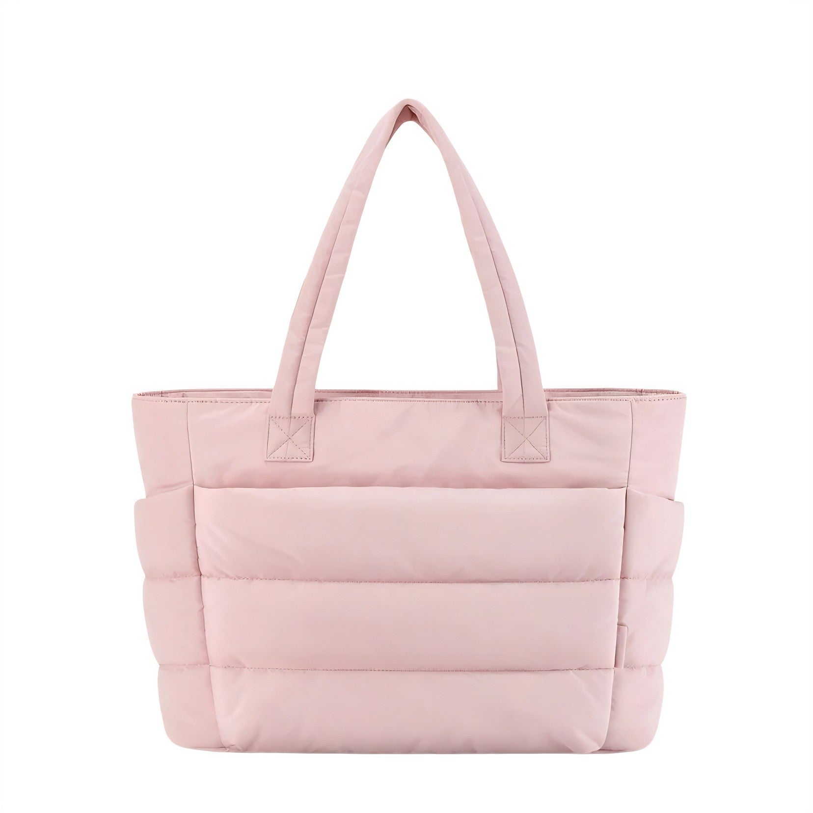 pink puffer tote bag with large capacity